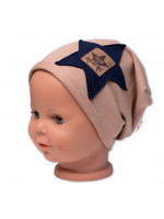 Detská čiapka bavlna, Baby Star, Baby Nellys, cappuccino, veľ. 92/98