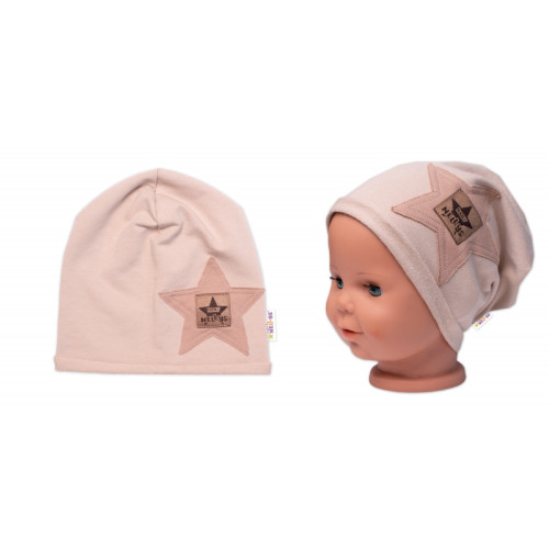 Detská čiapka bavlna, Baby Star, Baby Nellys, béžová, veľ. 104/134