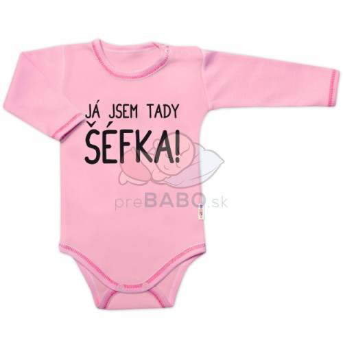 Body dlhý rukáv s vtipným textom Baby Nellys, Já jsem tady ŠÉFKA!