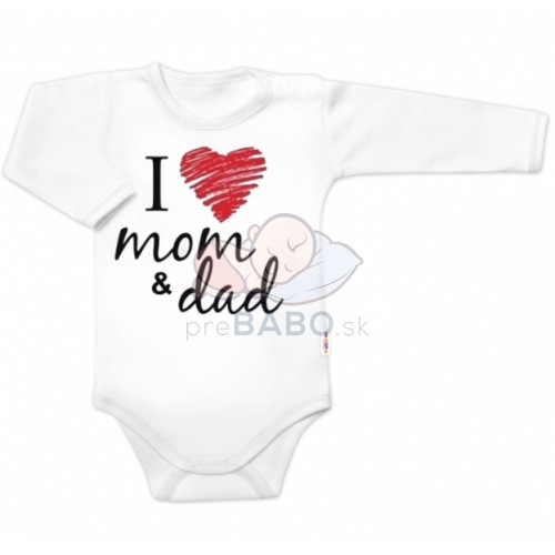 Body dlhý rukáv Baby Nellys, I love mom & dad, veľ. 68, unisex