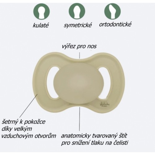 Cumlík, ortodontický silikón, nočný-svietiaci, 2ks, Lullaby Planet, 6m+, oliva