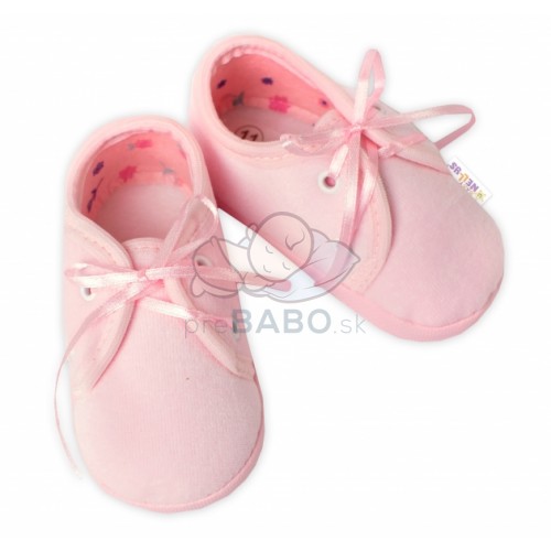 Dojčenské capáčky/topánočky šnurovacie, Baby Nellys, ružové