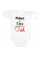 Body krátky rukáv s vtipným textom Baby Nellys, Máma+Táta, biele