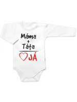 Body dlhý rukáv s vtipným textom Baby Nellys, Máma+Táta, biele, veľ. 62