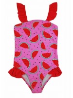 Dievčenské jednodielne plavky s volánikmi - Noviti, Melón, ružové