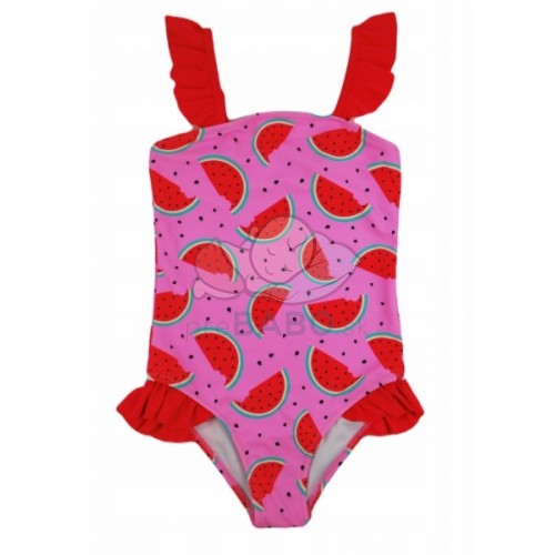 Dievčenské jednodielne plavky s volánikmi - Noviti, Melón, ružové, veľ. 128/134