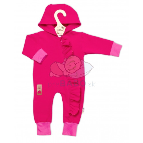 Teplákový overal s volánikom a kapucňou GIRL, Baby Nellys, amarant, veľ. 62