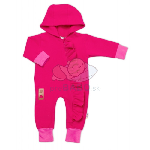 Teplákový overal s volánikom a kapucňou GIRL, Baby Nellys, amarant, veľ. 74
