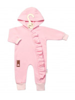 Teplákový overal s volánikom a kapucňou GIRL, Baby Nellys, sv. ružový, veľ. 86