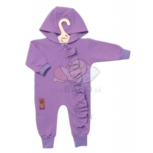 Teplákový overal s volánikom a kapucňou GIRL, Baby Nellys, fialový, veľ. 68