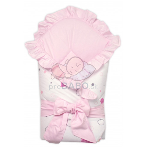 Rýchlozavinovačka s volánikom a stuhou I love Girl Baby Nellys, ružová/biela