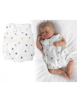 Body s nohavičkami, mušelín, Srdiečko, Baby Nellys - smotanové, veľ. 80