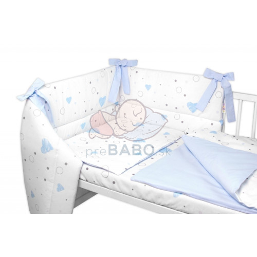 Mantinel s obliečkami 3D bavlnená sada, I love Boy, 120x90 cm Baby Nellys, modrý/biely