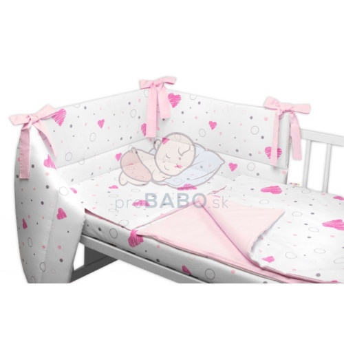 Mantinel s obliečkami 3D bavlnená sada, I love Girl, 120x90 cm Baby Nellys, ružový/biely