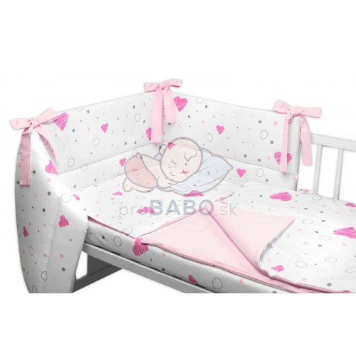 Mantinel s obliečkami 3D bavlnená sada, I love Girl, 135x100 cm Baby Nellys, ružový/biely