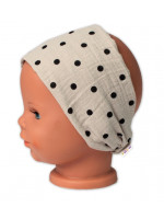Letná čelenka, bandana, mušelín, Bodka, Baby Nellys - cappuccino