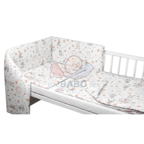 Mantinel s obliečkami, bavlna, 3D sada, Cirkus, Baby Nellys, biela/béžová