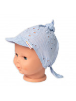 Letná šatka so šiltom, bavlna, Madeira, Baby Nellys - jeans, veľ. 9/36 m