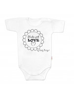 Body krátky rukáv Baby Nellys, Made with love - biele, veľ. 68
