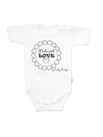 Body krátky rukáv Baby Nellys, Made with love - biele, veľ. 74