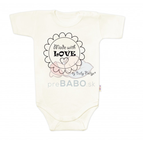 Body krátky rukáv Baby Nellys, Made with love, ecru