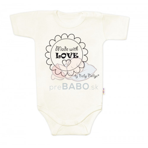 Body krátky rukáv Baby Nellys, Made with love, ecru, veľ. 68