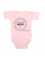 Body krátky rukáv Baby Nellys, Made with love, ružové, veľ. 62