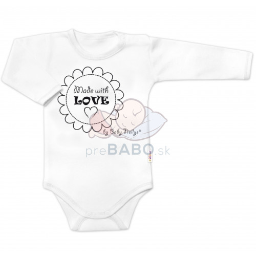 Body dlhý rukáv Baby Nellys, Made with love, biele, veľ. 80