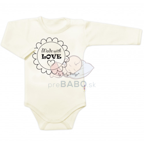 Body dlhý rukáv Baby Nellys, Made with love, ecru, veľ. 80