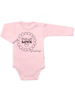 Body dlhý rukáv Baby Nellys, Made with love, ružové, veľ. 62