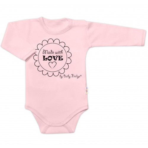 Body dlhý rukáv Baby Nellys, Made with love, ružové, veľ. 74