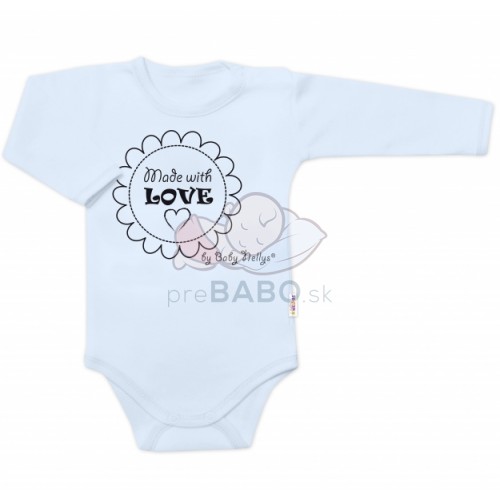 Body dlhý rukáv Baby Nellys, Made with love, svetlo modré, veľ. 74
