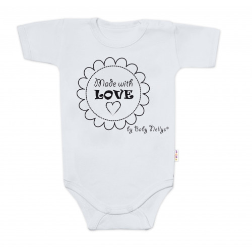 Body krátky rukáv Baby Nellys, Made with love, sivé, veľ. 62