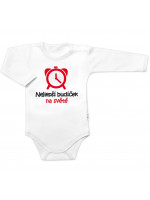 Body dlhý rukáv Nejlepší budíček na světě, Baby Nellys, biele, veľ. 86