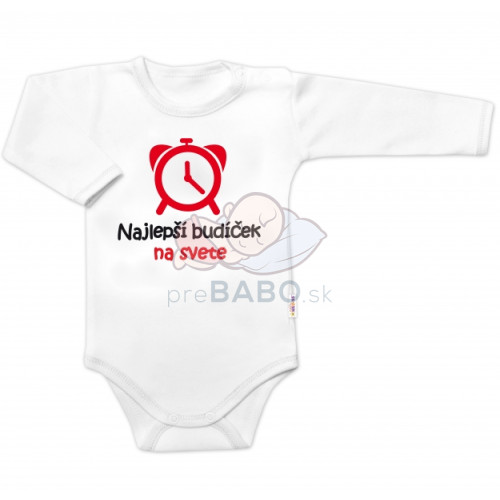Body dlhý rukáv Najlepší budíček na svete, Baby Nellys, biele, veľ. 86