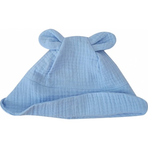 Letný mušelínový klobúčik Z&Z s uškami, modrý