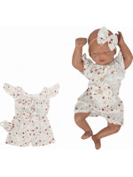 Body s nohavičkami kr. rukáv + čelenka, mušelín, 2D sada, Z&Z, biela, veľ. 86
