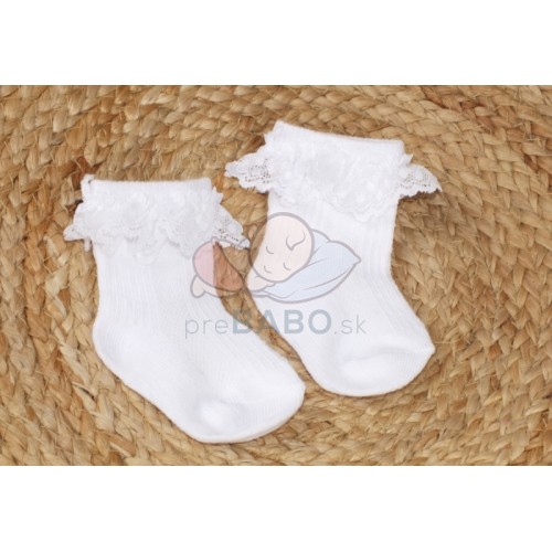 Dojčenské ponožky s čipkovým volánikom bavlna, Z&Z, biele