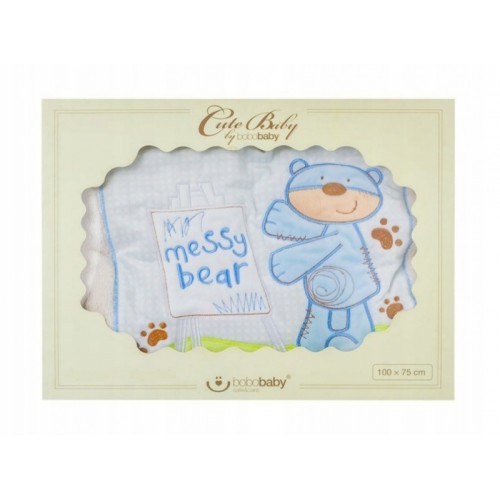 Detská deka dvojvrstvová Bear, BoboBaby, krémová/modrá