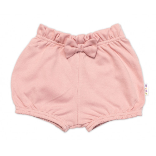 Kraťasky s mašličkou Baby Nellys, bavlna, púdrové, veľ. 86
