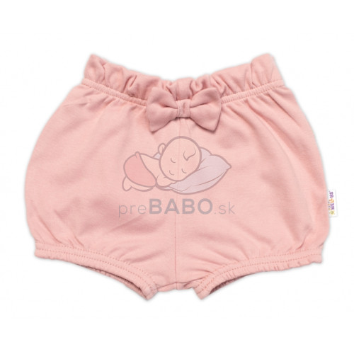 Kraťasky s mašličkou Baby Nellys, bavlna, púdrové, veľ. 98