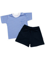 Polo tričko, krátky rukáv + kraťasky, 2D, Baby Nellys, bavlna, prúžok/granát