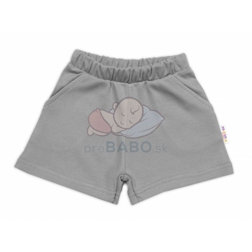 Tričko, krátky rukáv + kraťasky, 2D, Baby Nellys, Dino, bavlna, modrá/sivá, veľ. 92