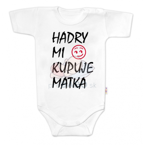 Body krátky rukáv Hadry mi kupuje matka, Baby Nellys, biele, veľ. 74