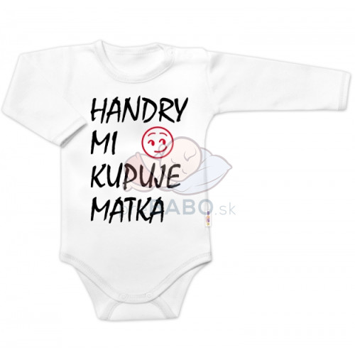 Body dlhý rukáv Handry mi kupuje matka, Baby Nellys, biele, veľ. 86