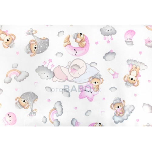 Mantinel s obliečkami Premium - Baby Nellys, 3D sada, Dreams Koala - ružová, 135x100 cm