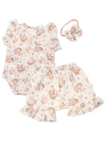 Zavinovacie body, kraťasky + čelenka, mušelín, Pivonky, Baby Nellys, smotanové, veľ. 68