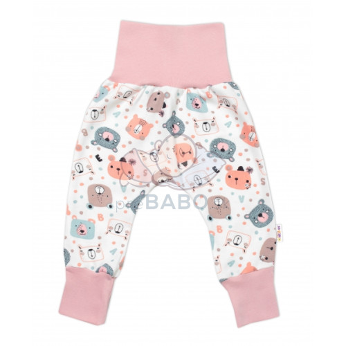 Tepláčiky - Baggy, bavlna Space Bear Pastel, Baby Nellys - púdrové, veľ. 68