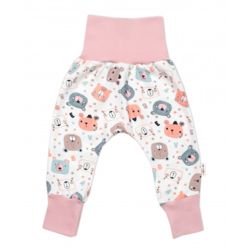 Tepláčiky - Baggy, bavlna Space Bear Pastel, Baby Nellys - púdrové, veľ. 68