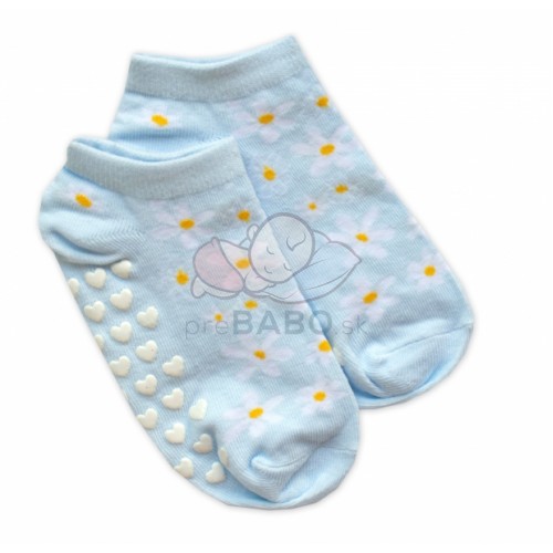 Detské ponožky s ABS Kvetinky, veľ. 23/26 - sv. modré
